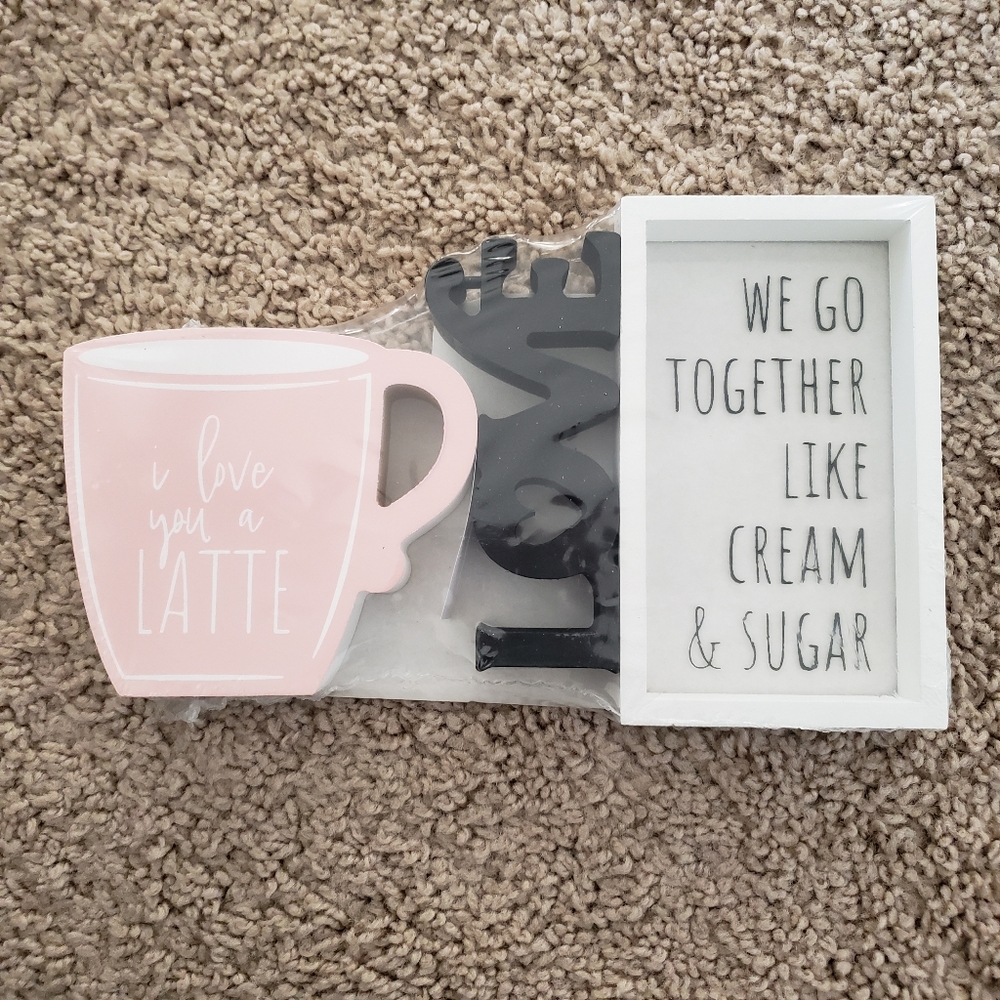 Pink Latte Mug and Love Sign Set